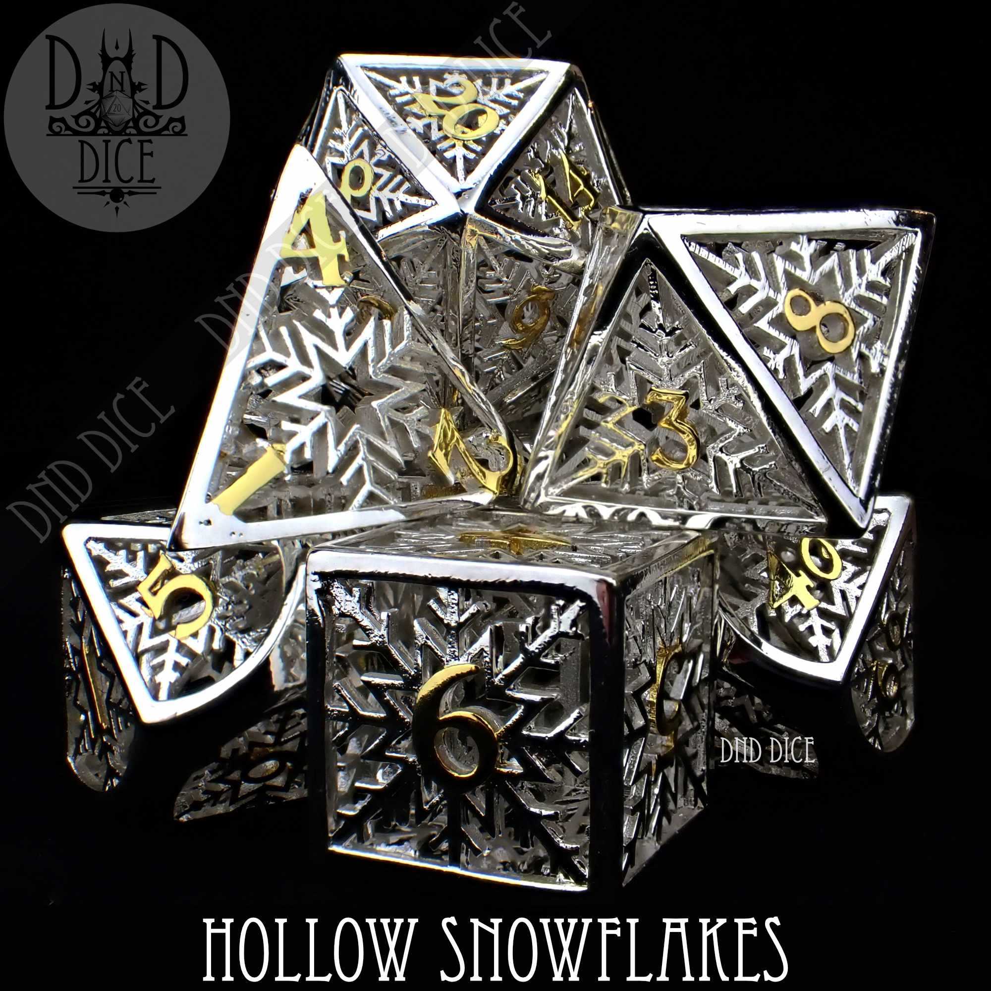 Snowflakes Metal Dice Set (Gift Box) - Bards & Cards