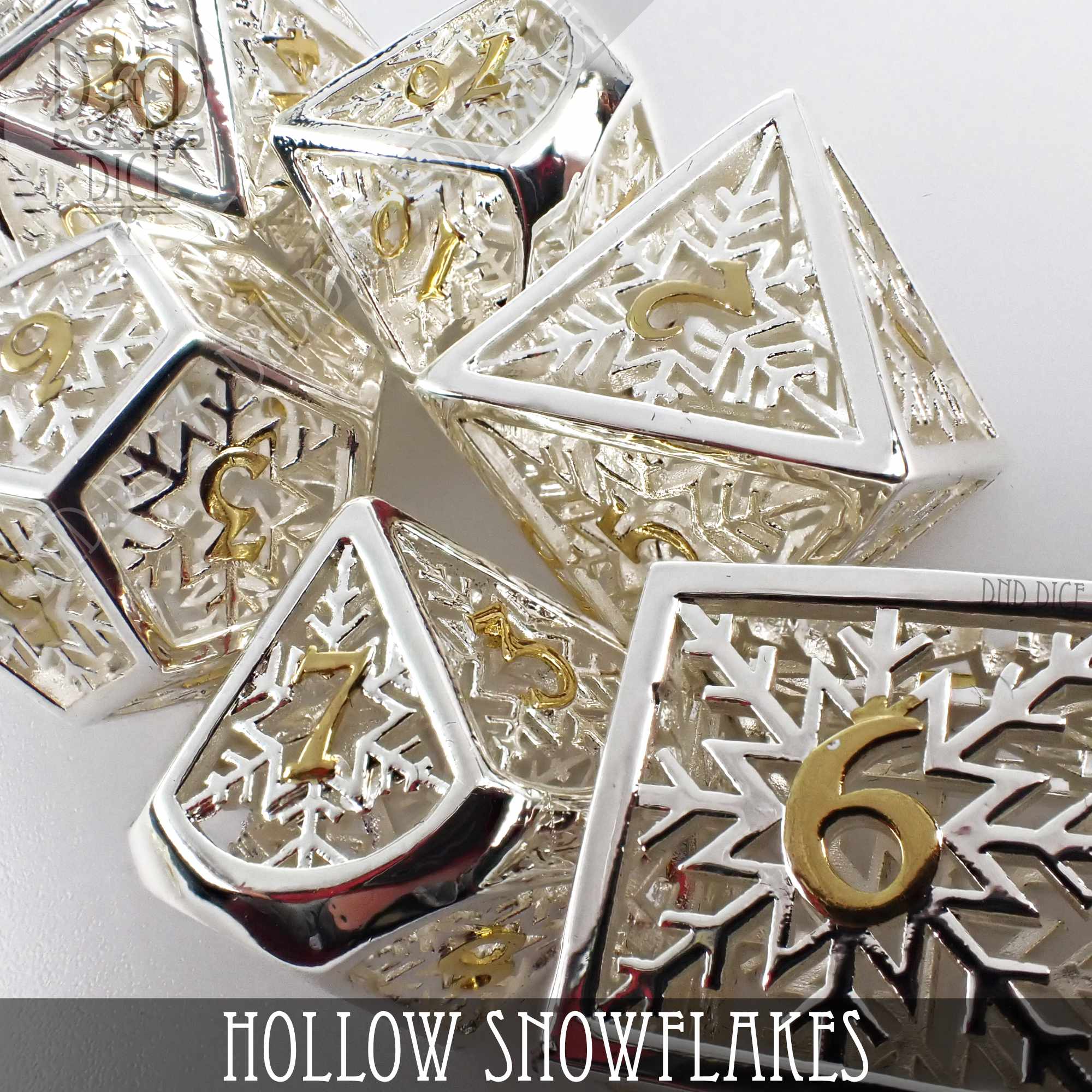 Snowflakes Metal Dice Set (Gift Box) - Bards & Cards