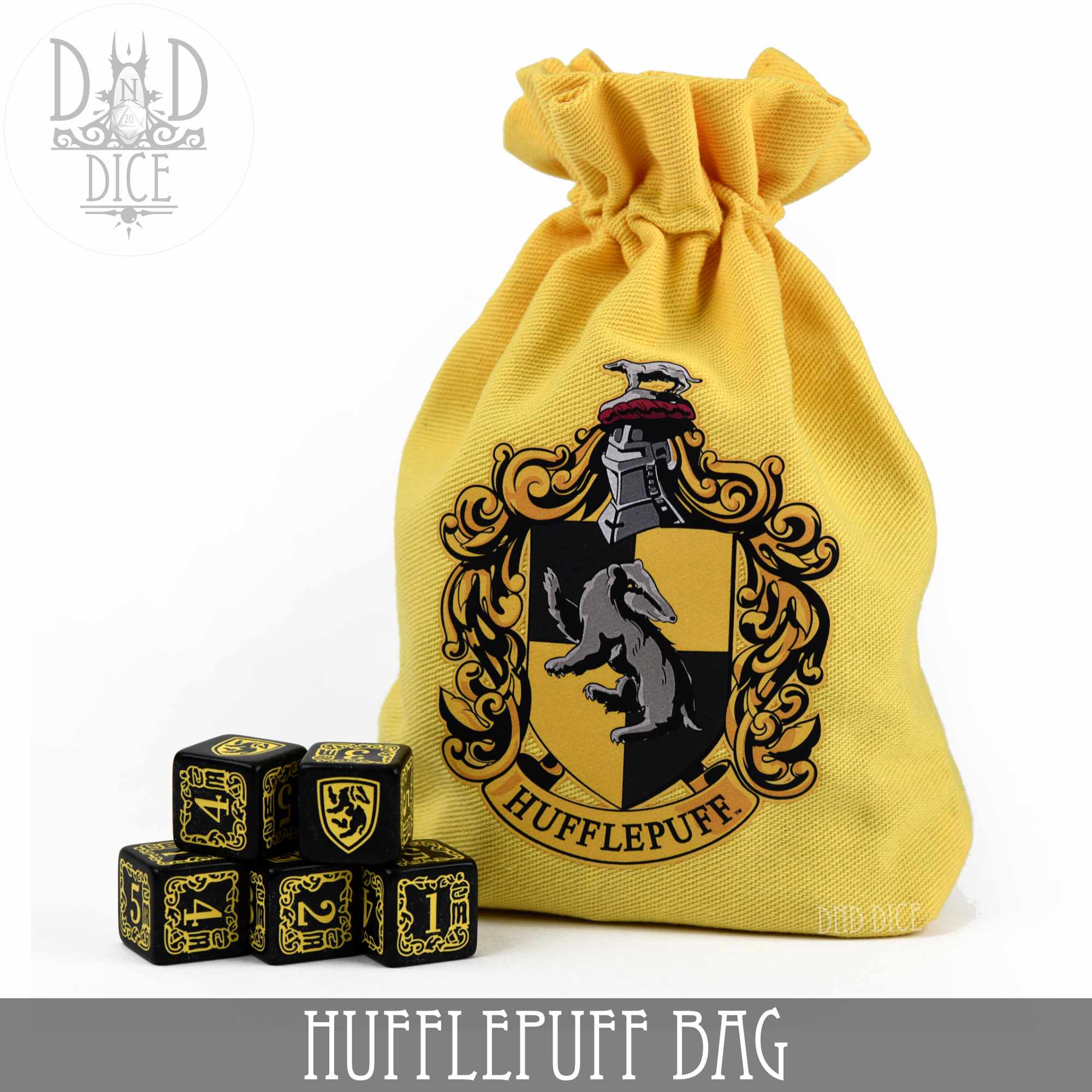 Harry Potter - Hufflepuff Dice Bag & 5D6 - Bards & Cards