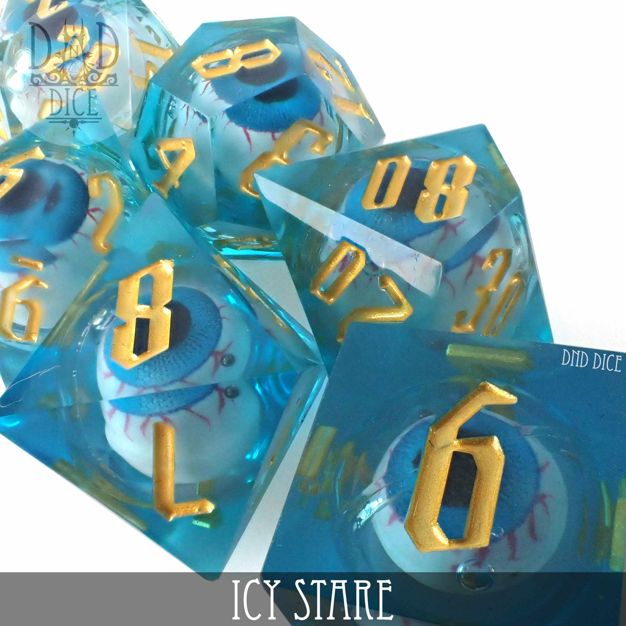 Icy Stare Liquid Core Dice Set - Bards & Cards