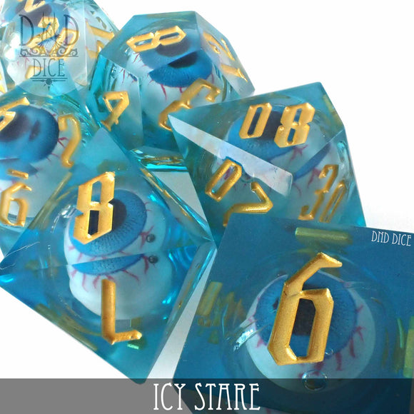 Icy Stare Liquid Core Dice Set - Bards & Cards