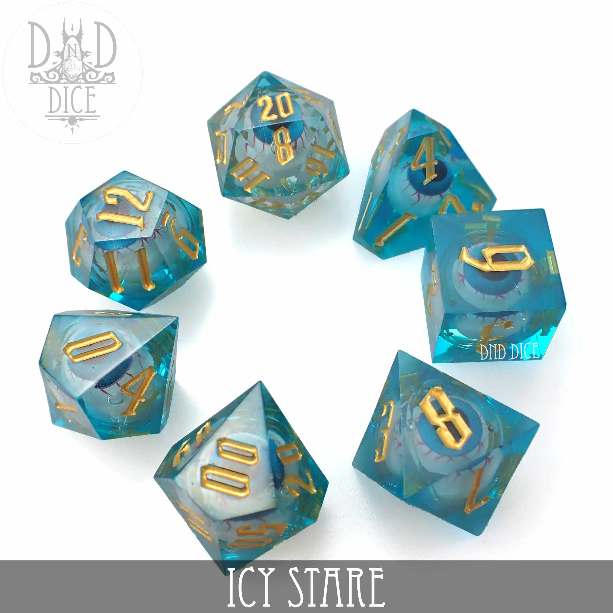 Icy Stare Liquid Core Dice Set - Bards & Cards