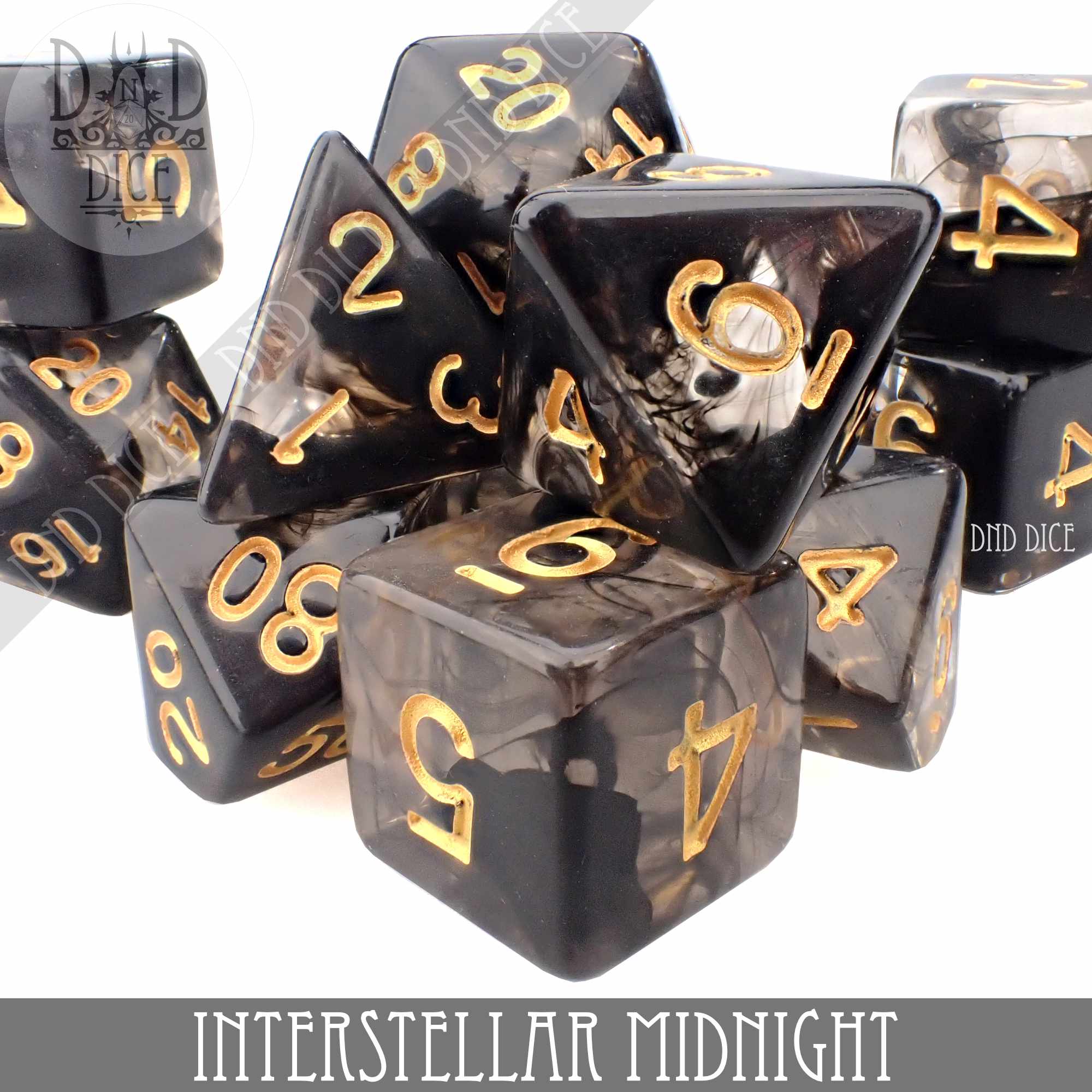 Interstellar Midnight 7 or 11 Dice Set - Bards & Cards