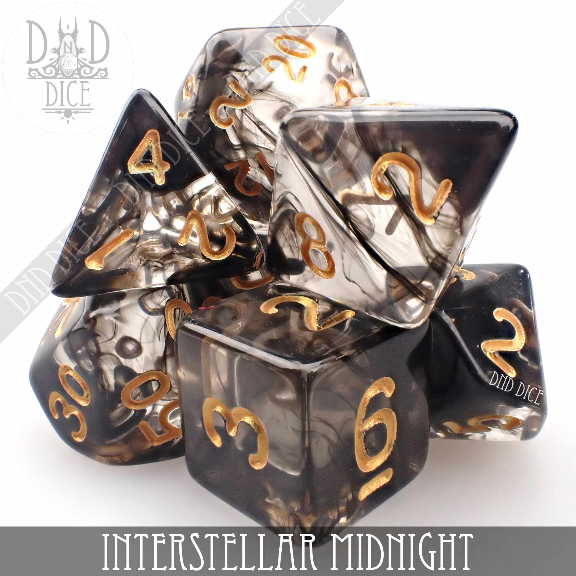 Interstellar Midnight 7 or 11 Dice Set - Bards & Cards