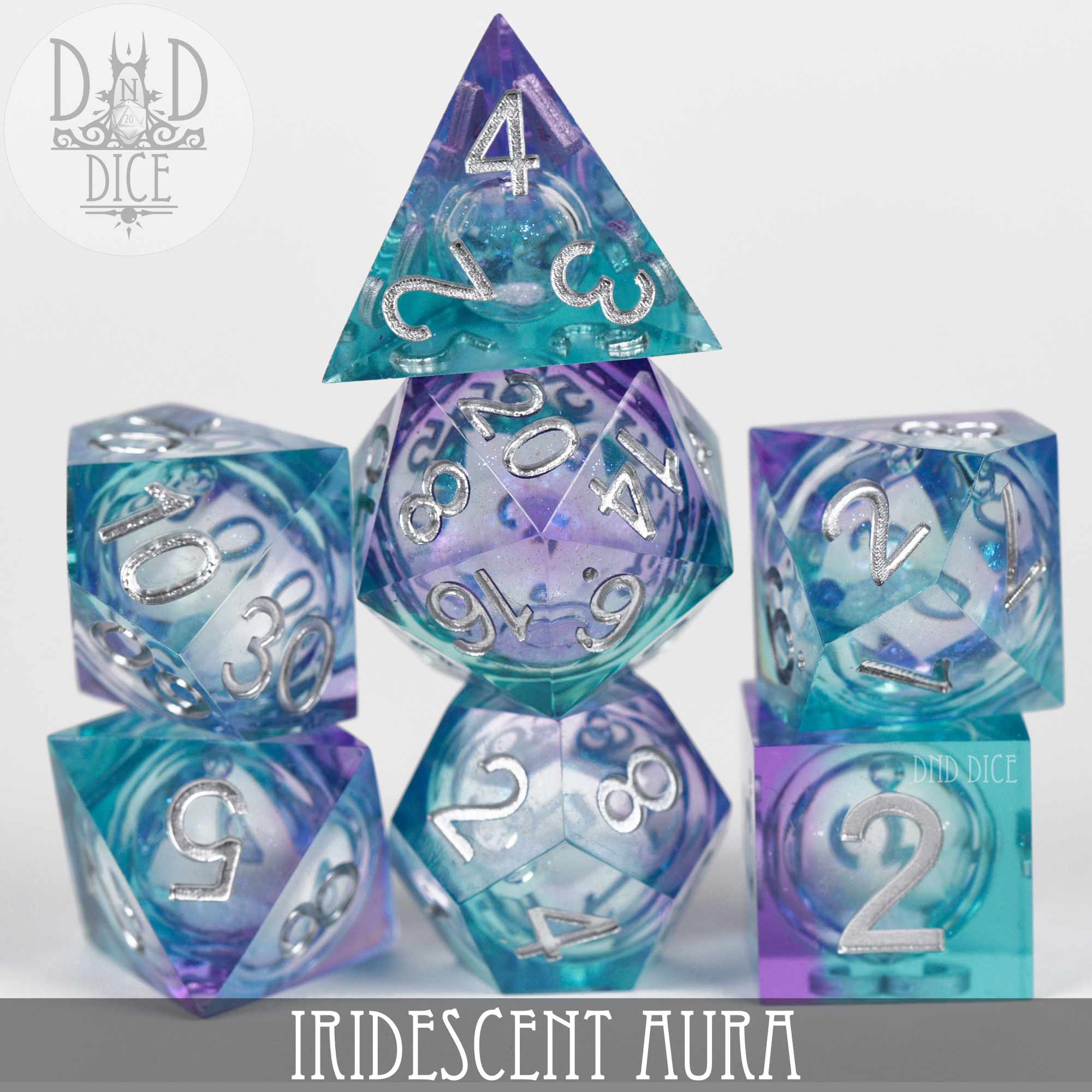 Iridescent Aura Liquid Core Dice Set - Bards & Cards