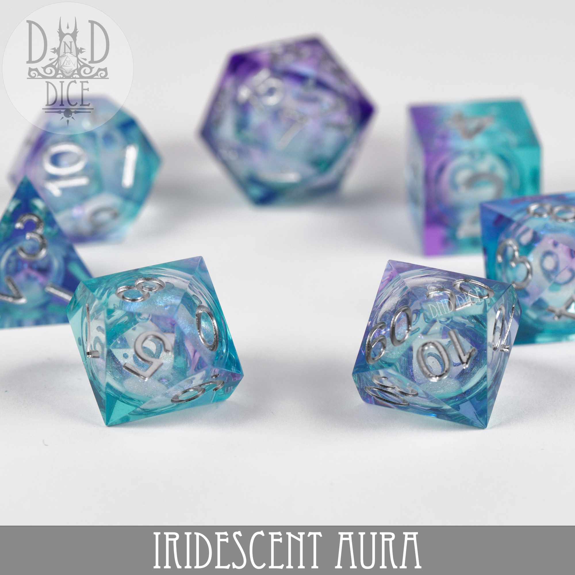 Iridescent Aura Liquid Core Dice Set - Bards & Cards