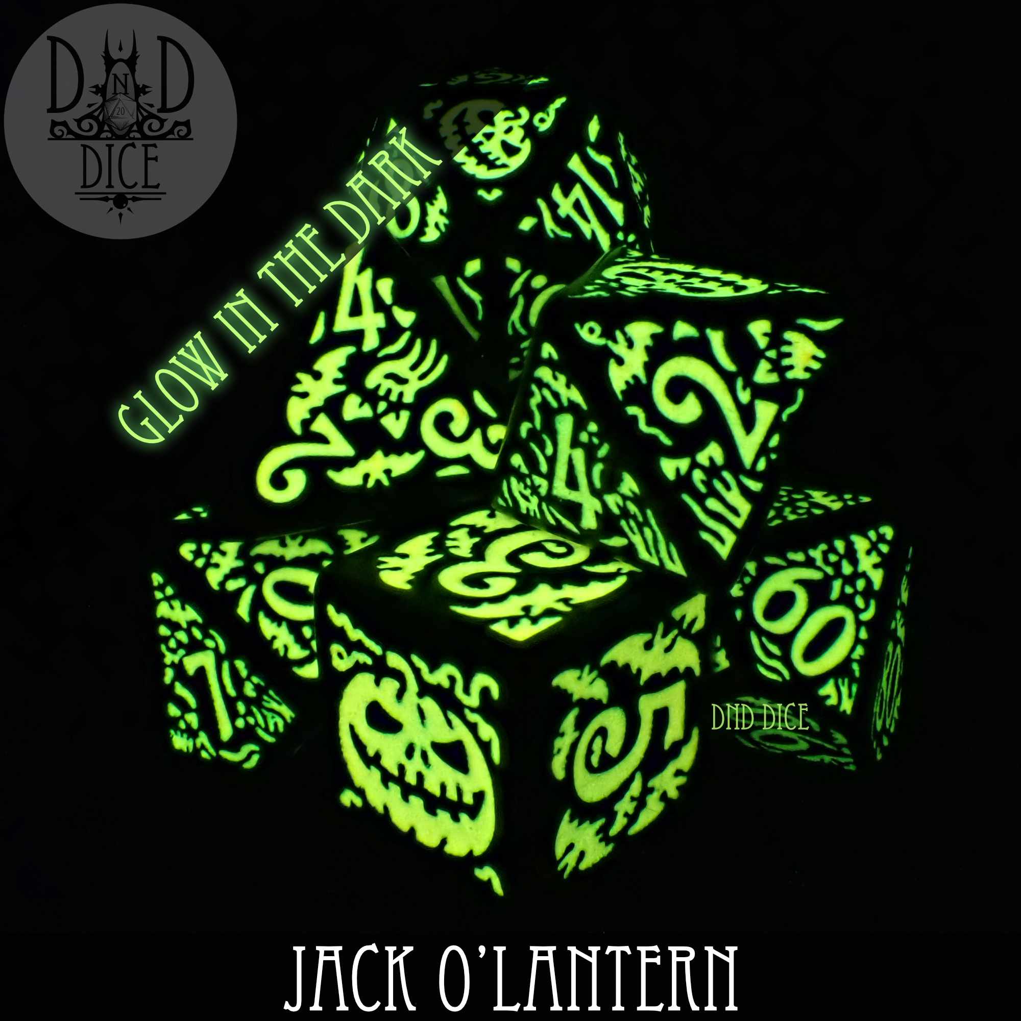 Jack O’Lantern Glow in the Dark Dice Set - Bards & Cards