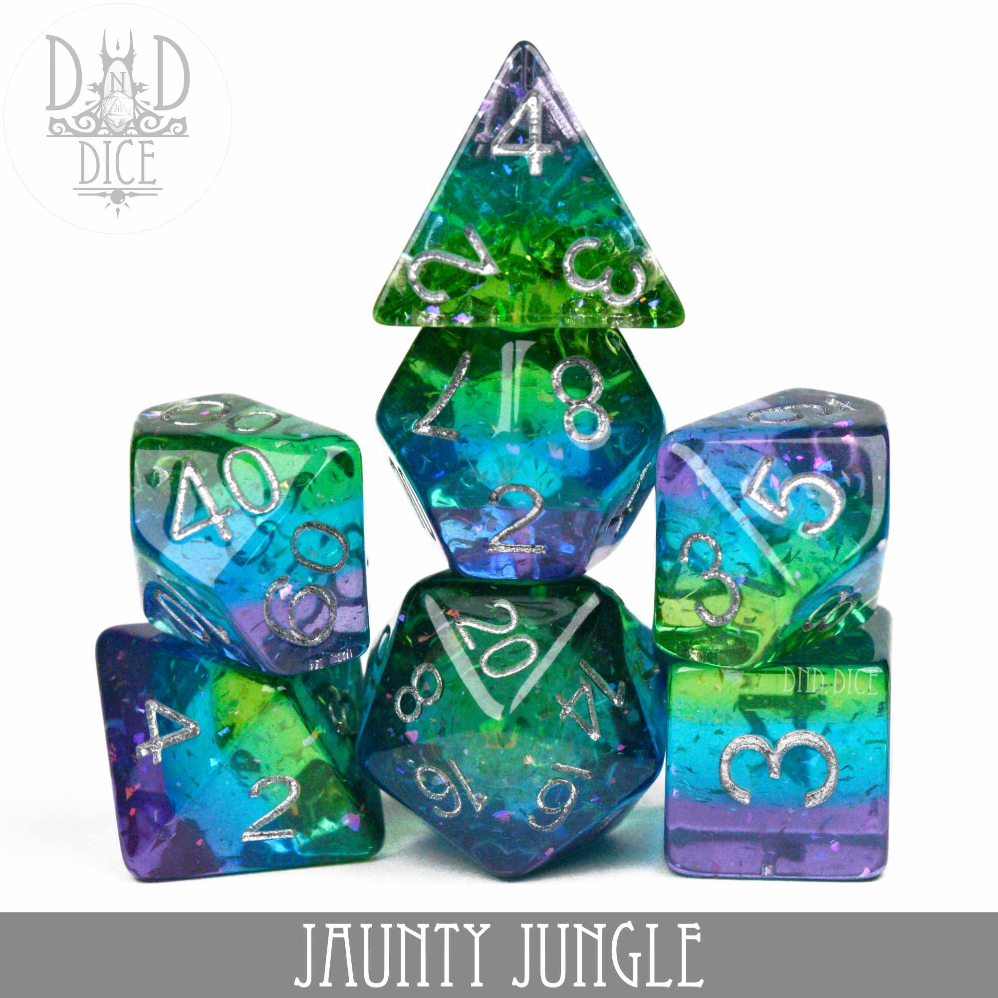 Jaunty Jungle Dice Set - Bards & Cards