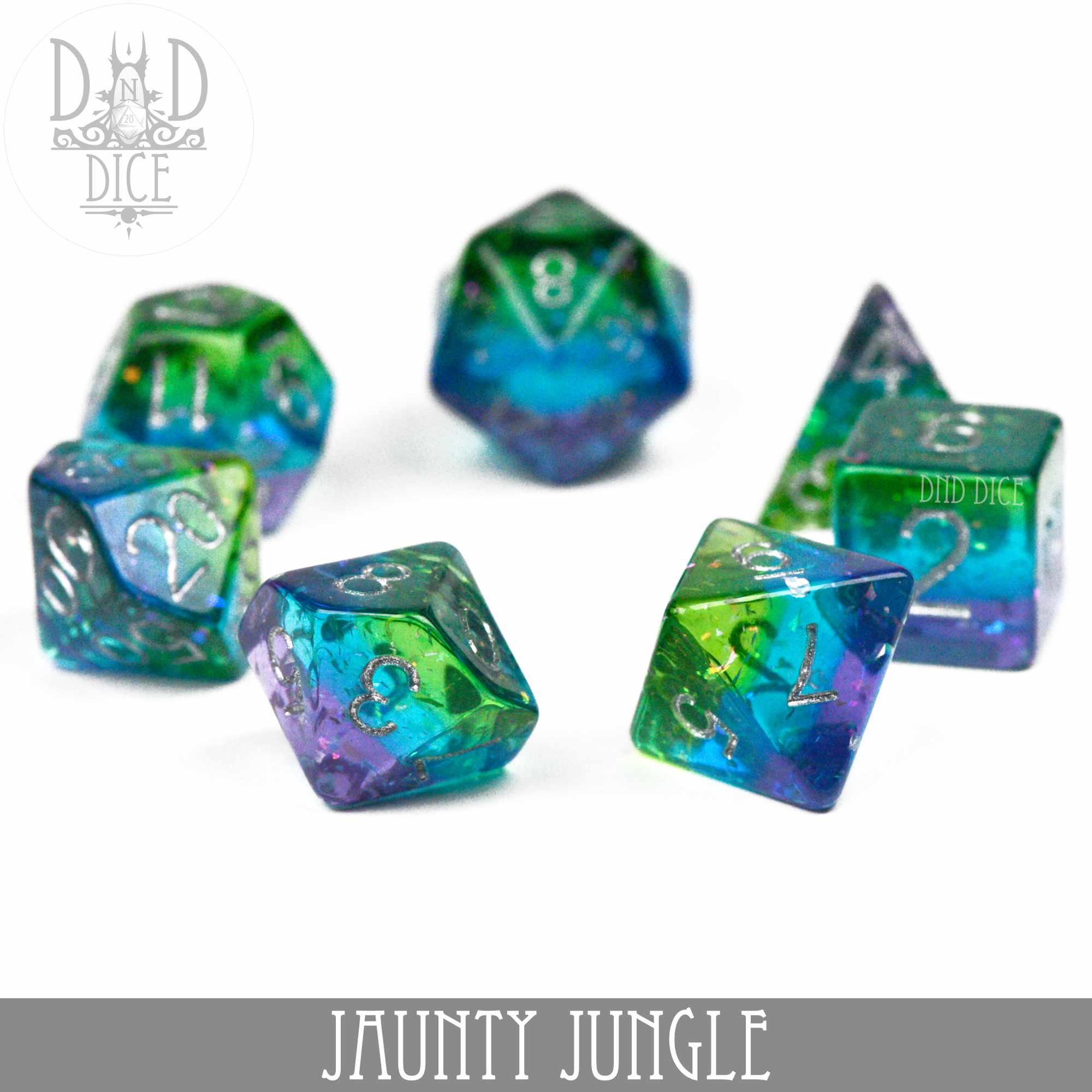 Jaunty Jungle Dice Set - Bards & Cards