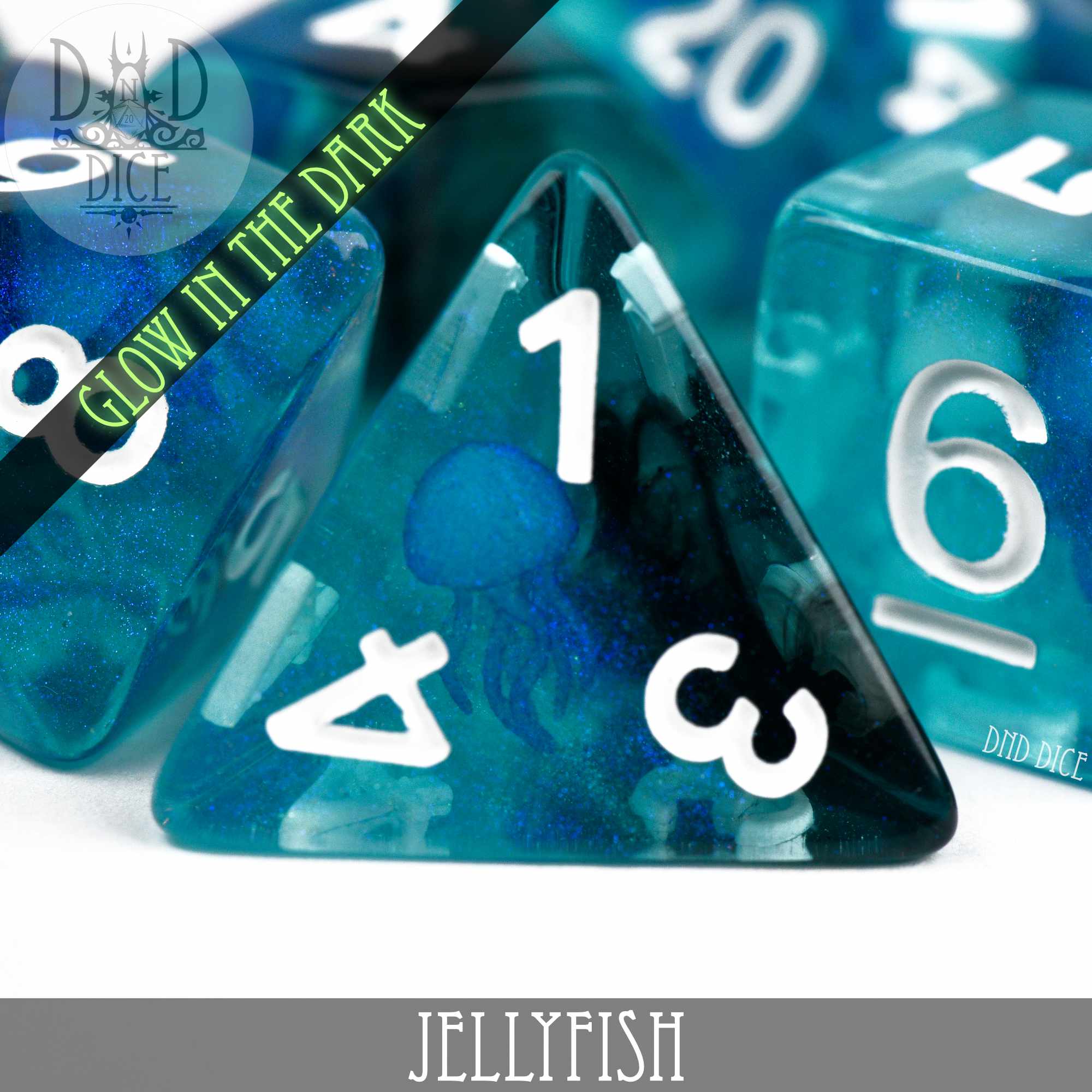 Jellyfish Glow in the Dark Dice Set - Bards & Cards