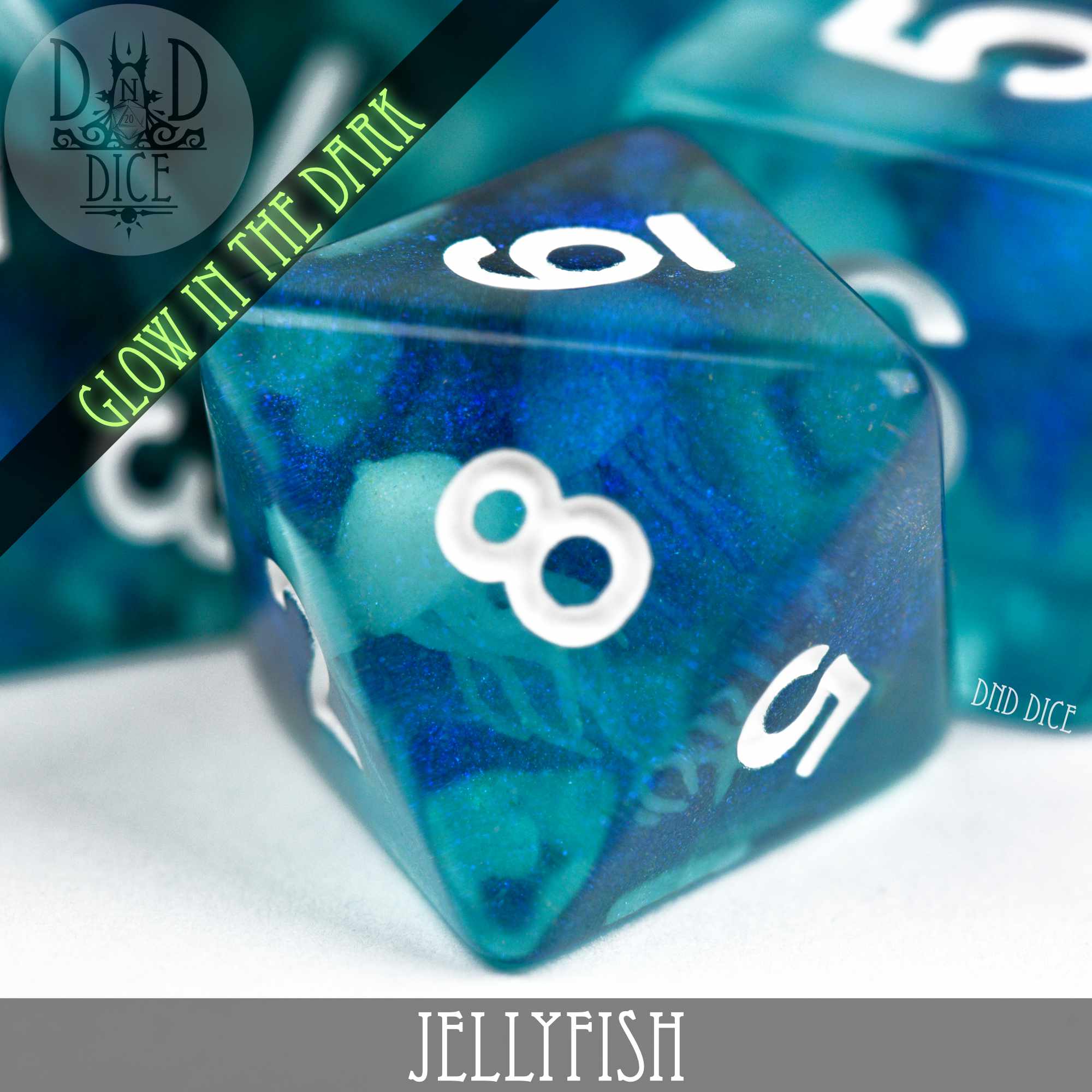 Jellyfish Glow in the Dark Dice Set - Bards & Cards