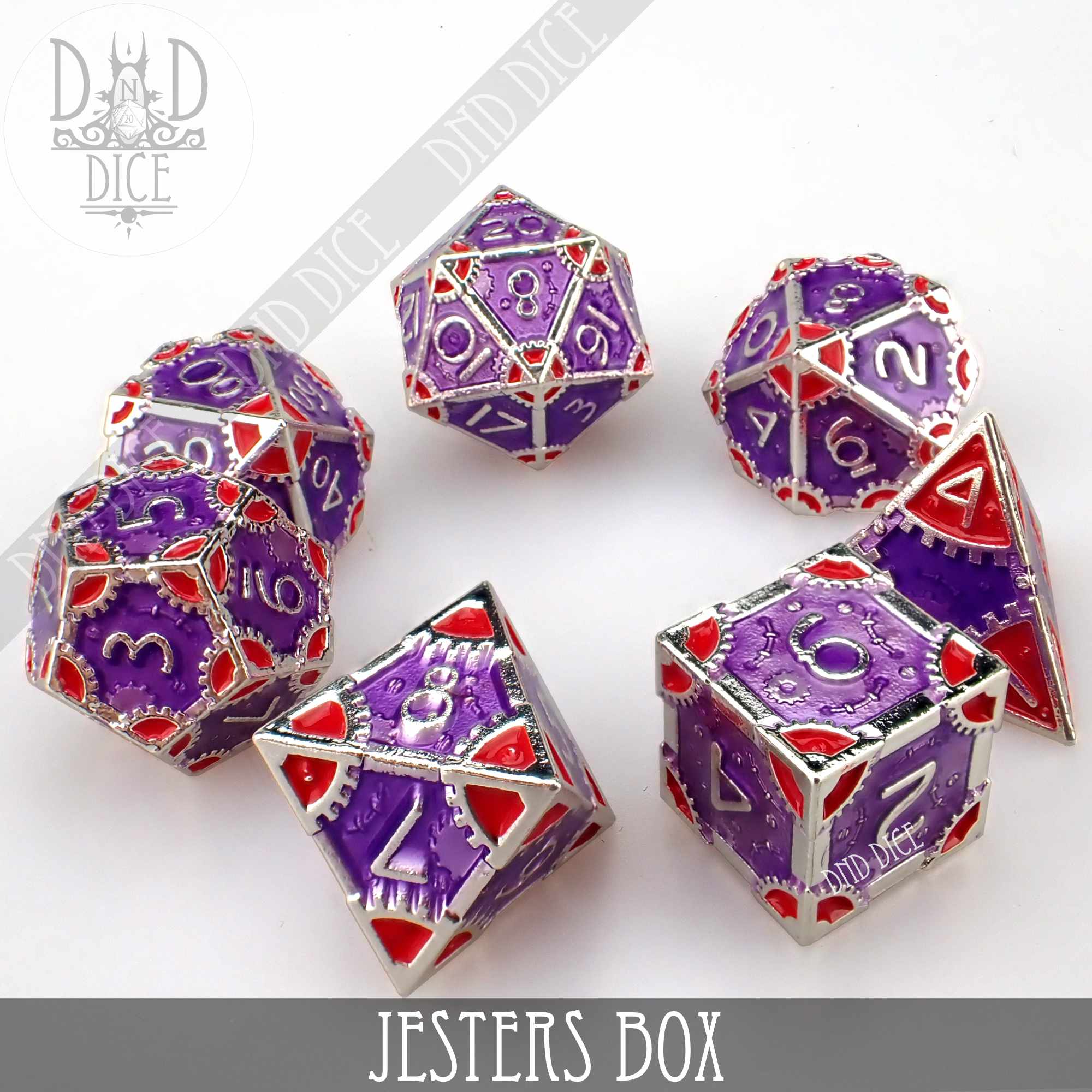 Jesters Box Metal Dice Set - Bards & Cards