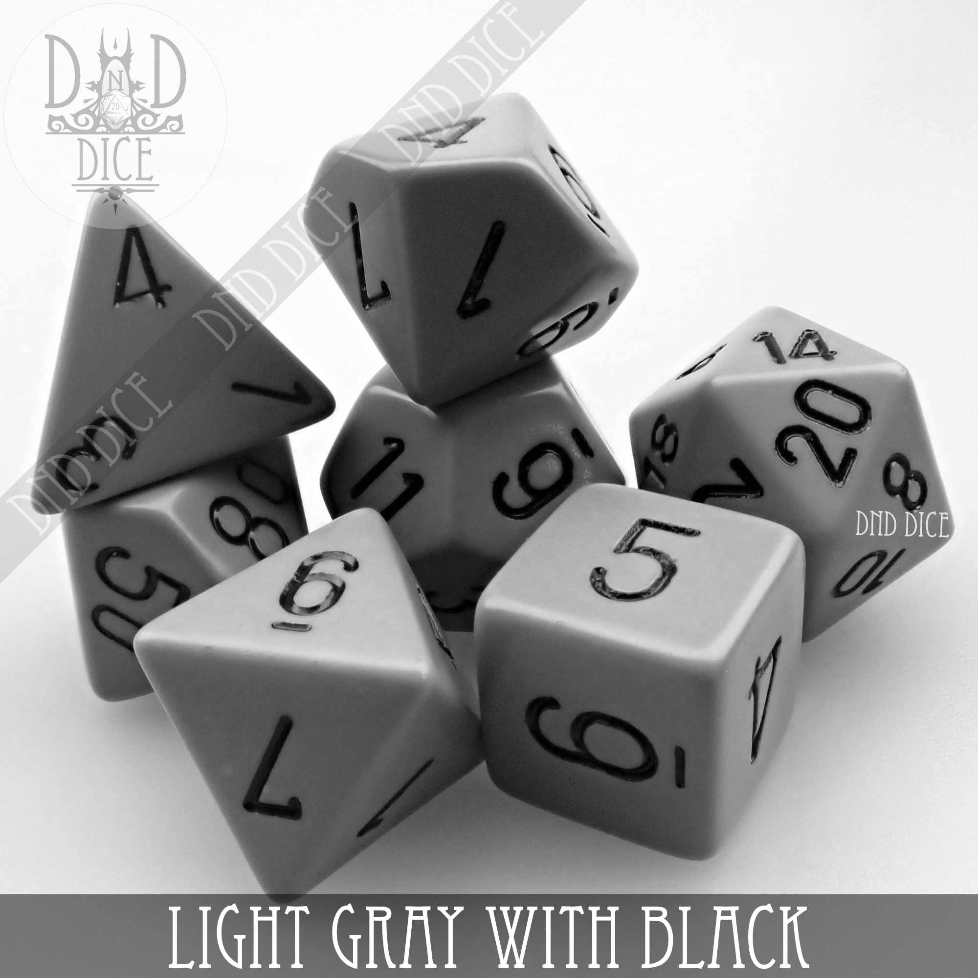 Light Gray with Black Dice Set - Bards & Cards