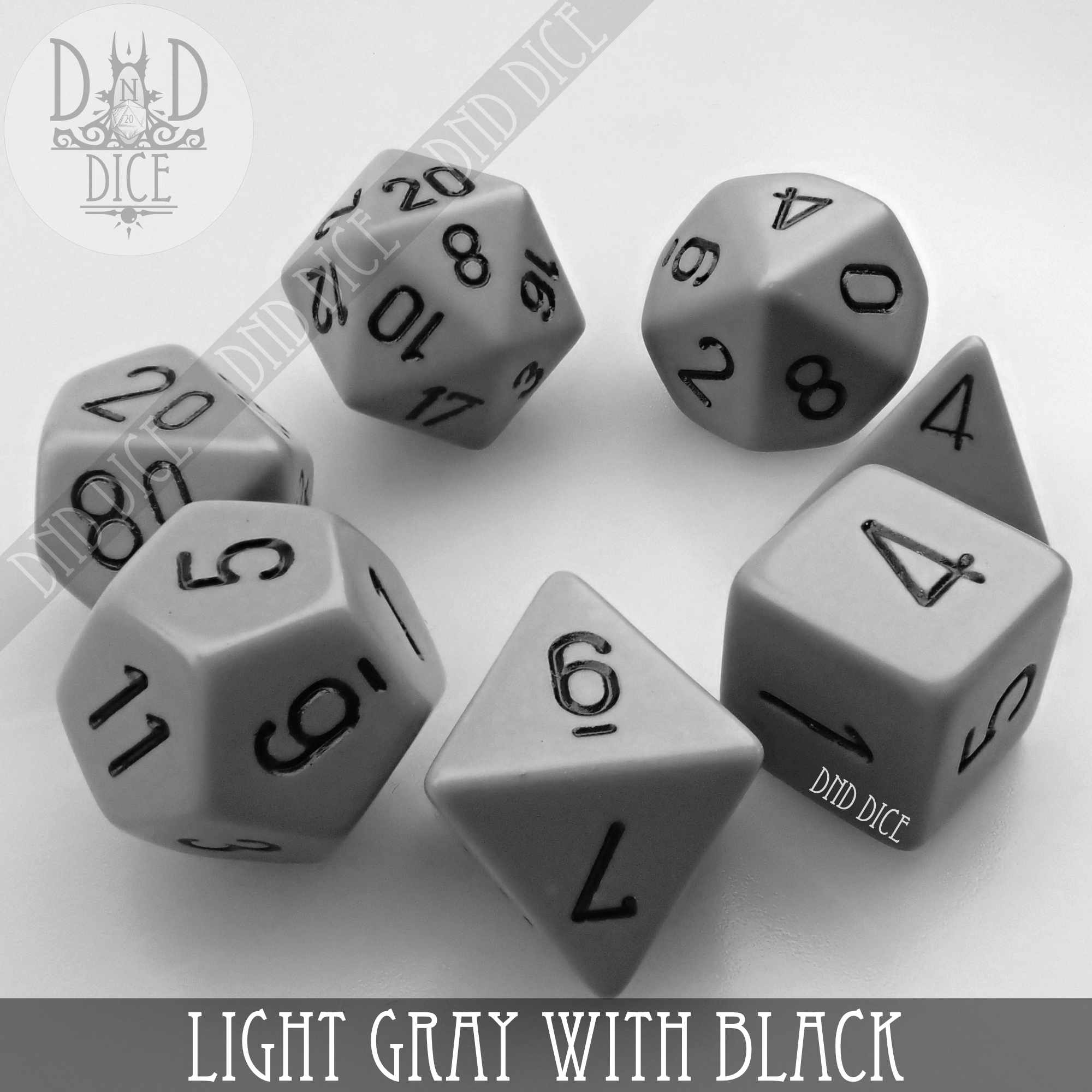 Light Gray with Black Dice Set - Bards & Cards