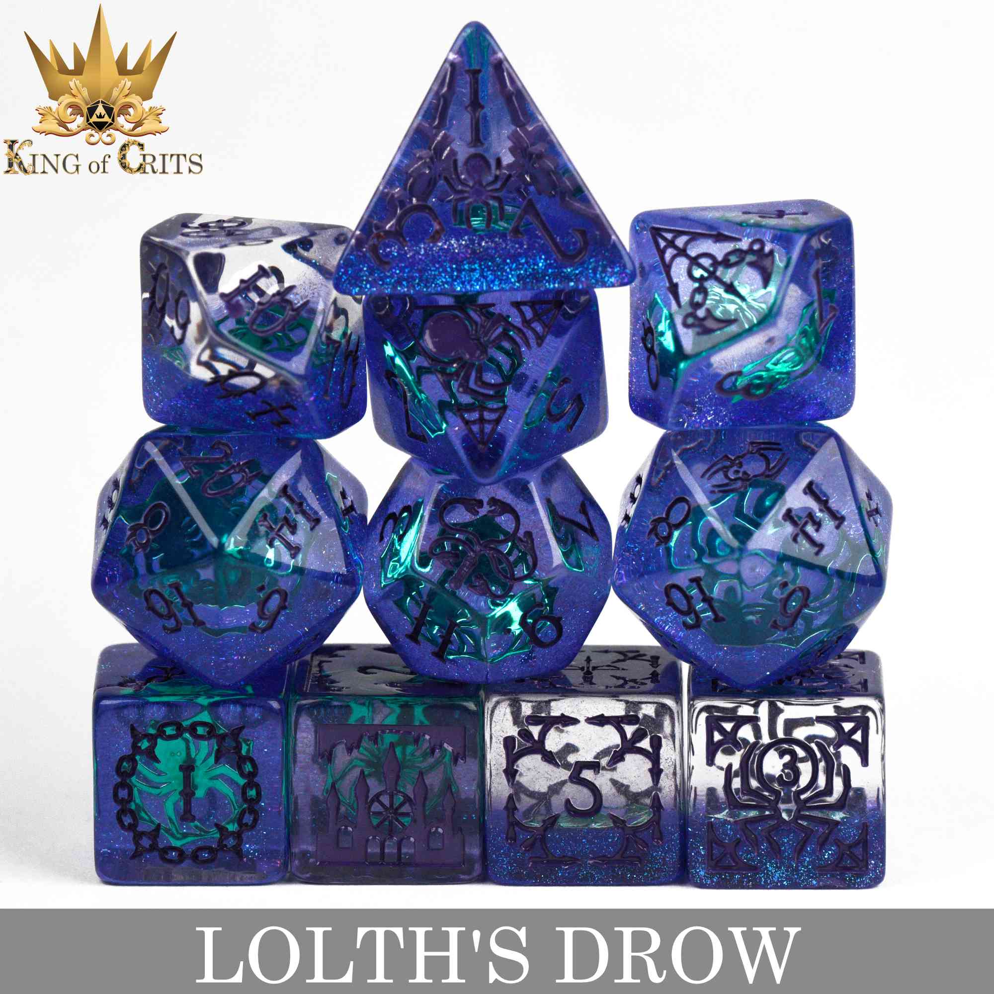 Lolth's Drow 11 Dice Set - Bards & Cards