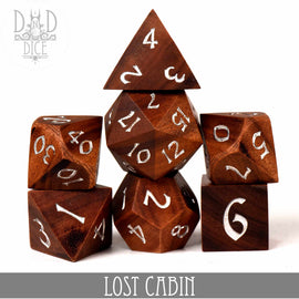 Lost Cabin Wood Dice Set (Gift Box) - Bards & Cards