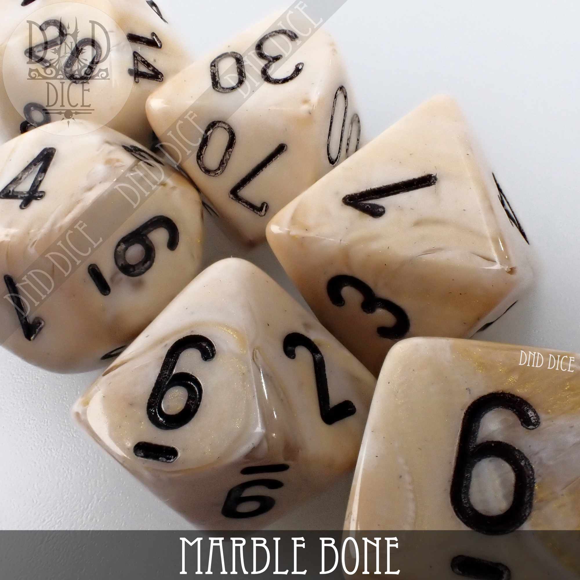 Marble Bone 7 or 11 Dice Set - Bards & Cards