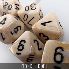 Marble Bone 7 or 11 Dice Set - Bards & Cards