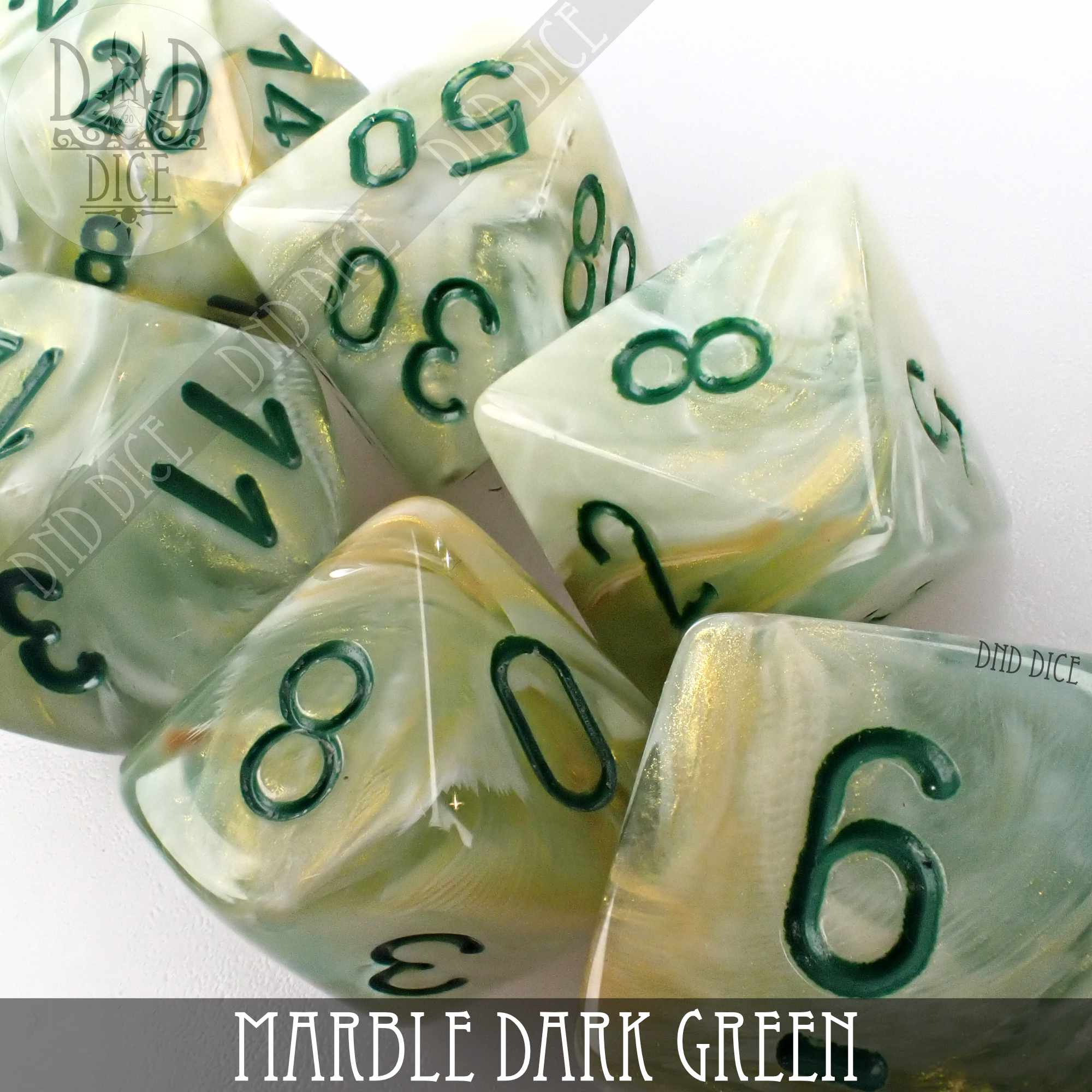 Marble Dark Green Dice Set - Bards & Cards