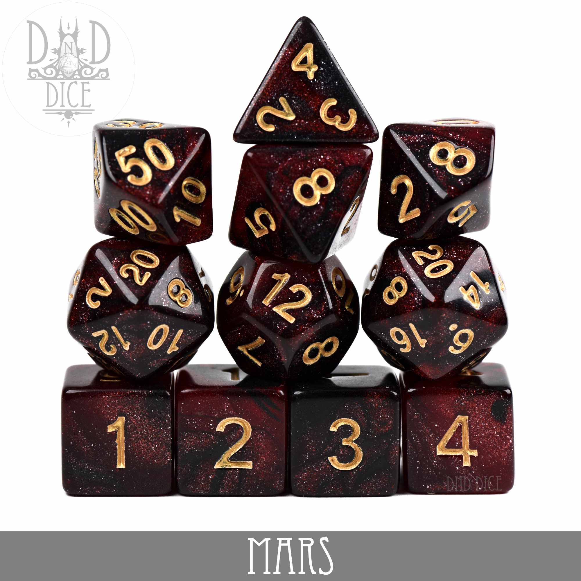 Mars Galaxy 7 or 11 Dice Set - Bards & Cards