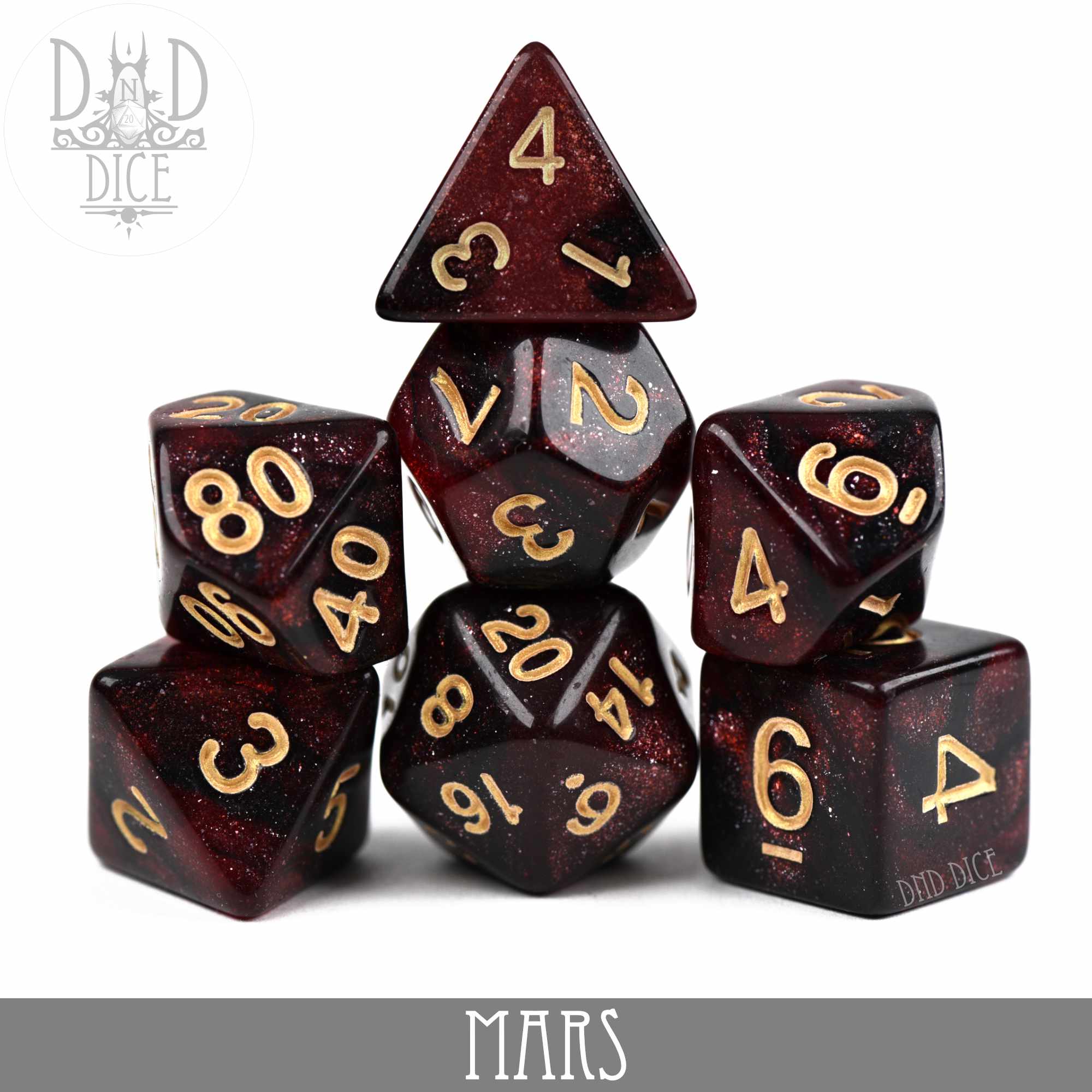 Mars Galaxy 7 or 11 Dice Set - Bards & Cards