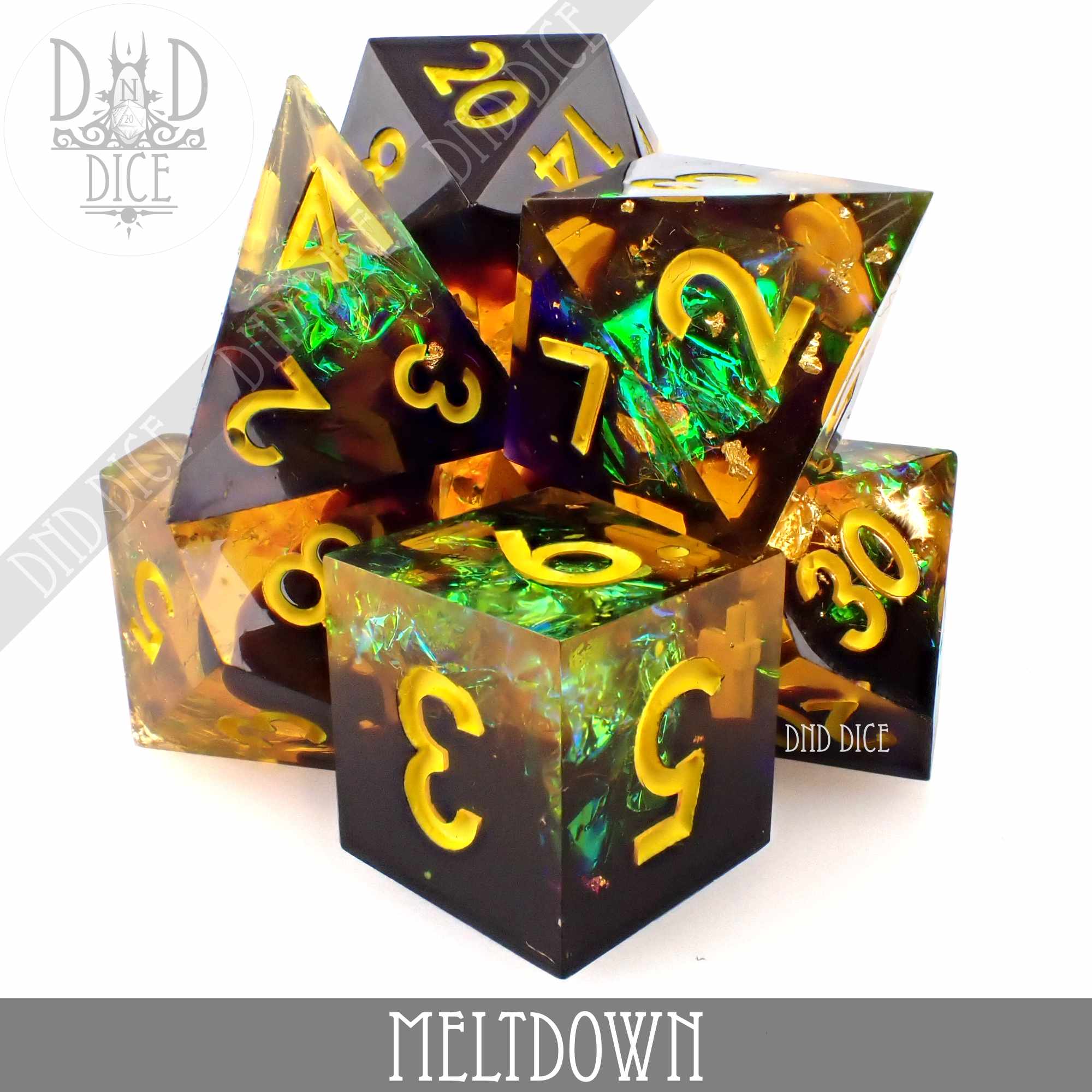 Meltdown Handmade Dice Set - Bards & Cards