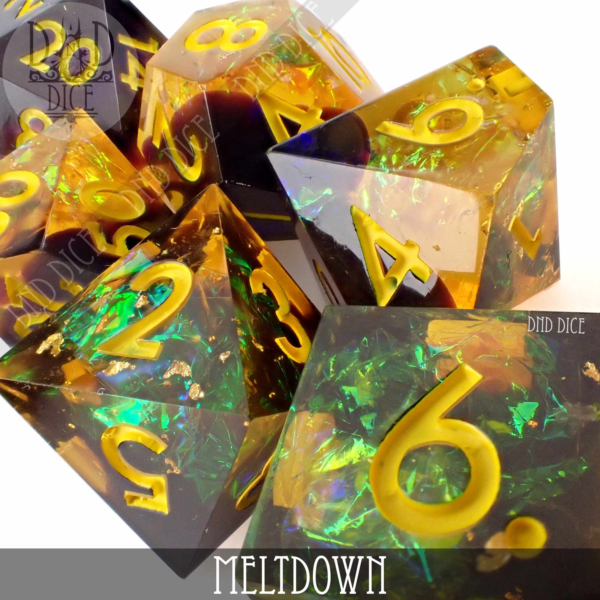 Meltdown Handmade Dice Set - Bards & Cards