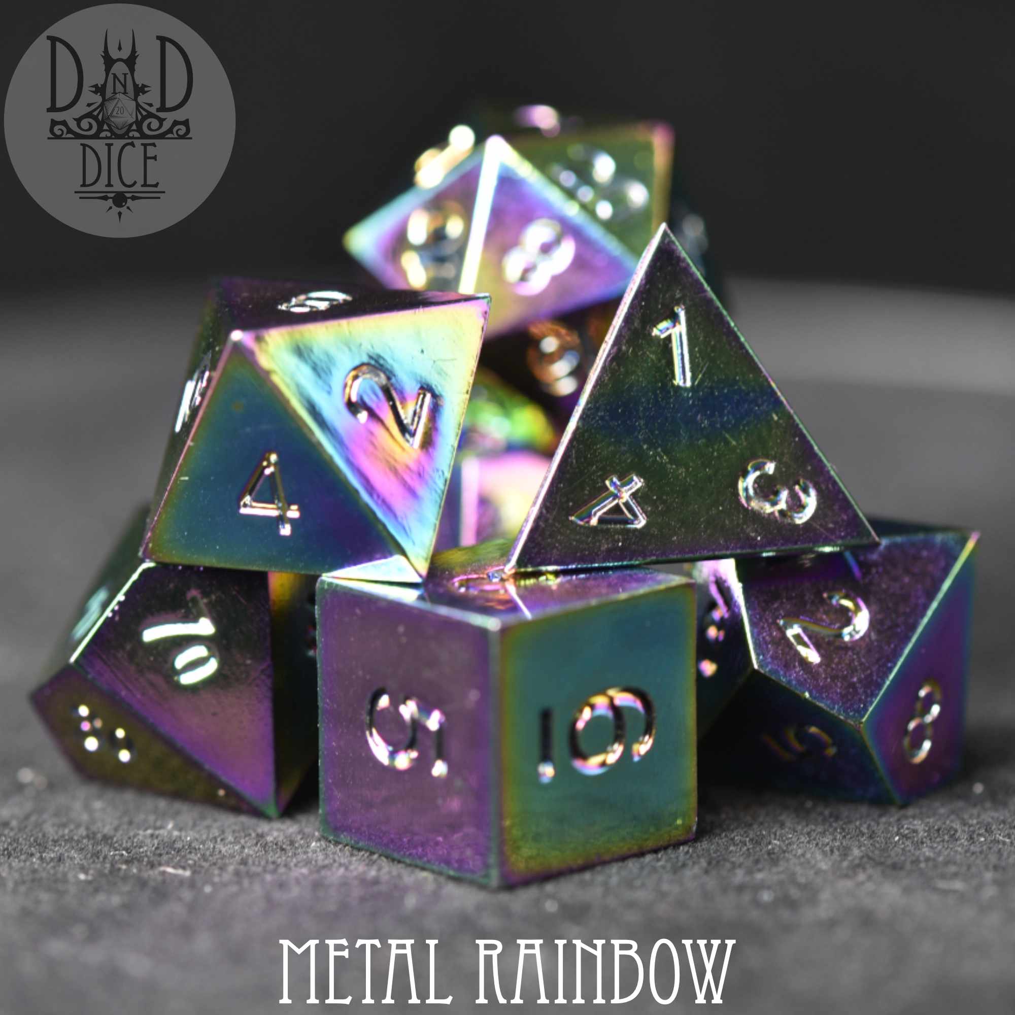 Metal Rainbow Dice Set - Bards & Cards