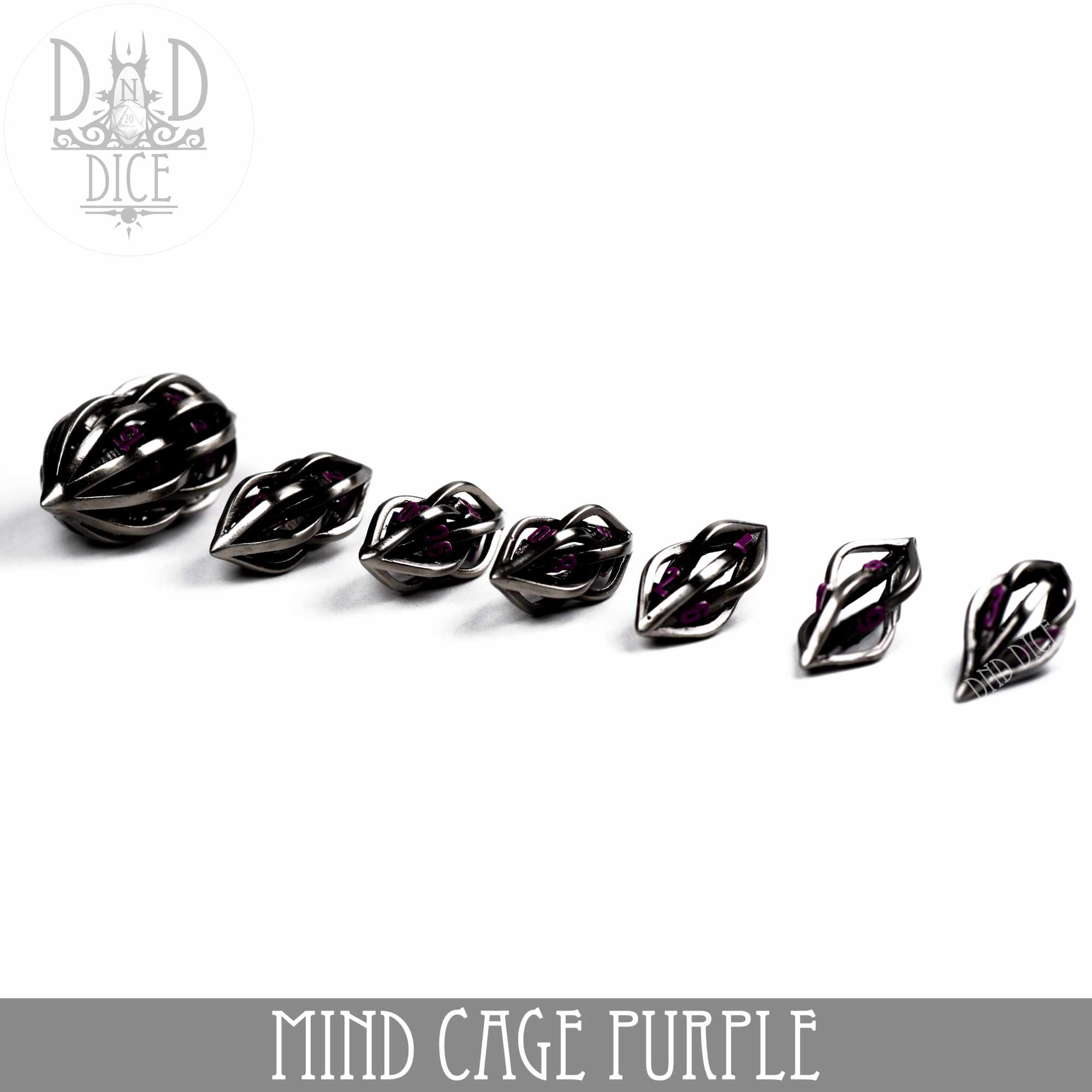 Mind Cage Purple - Metal Dice Set (Gift Box) - Bards & Cards