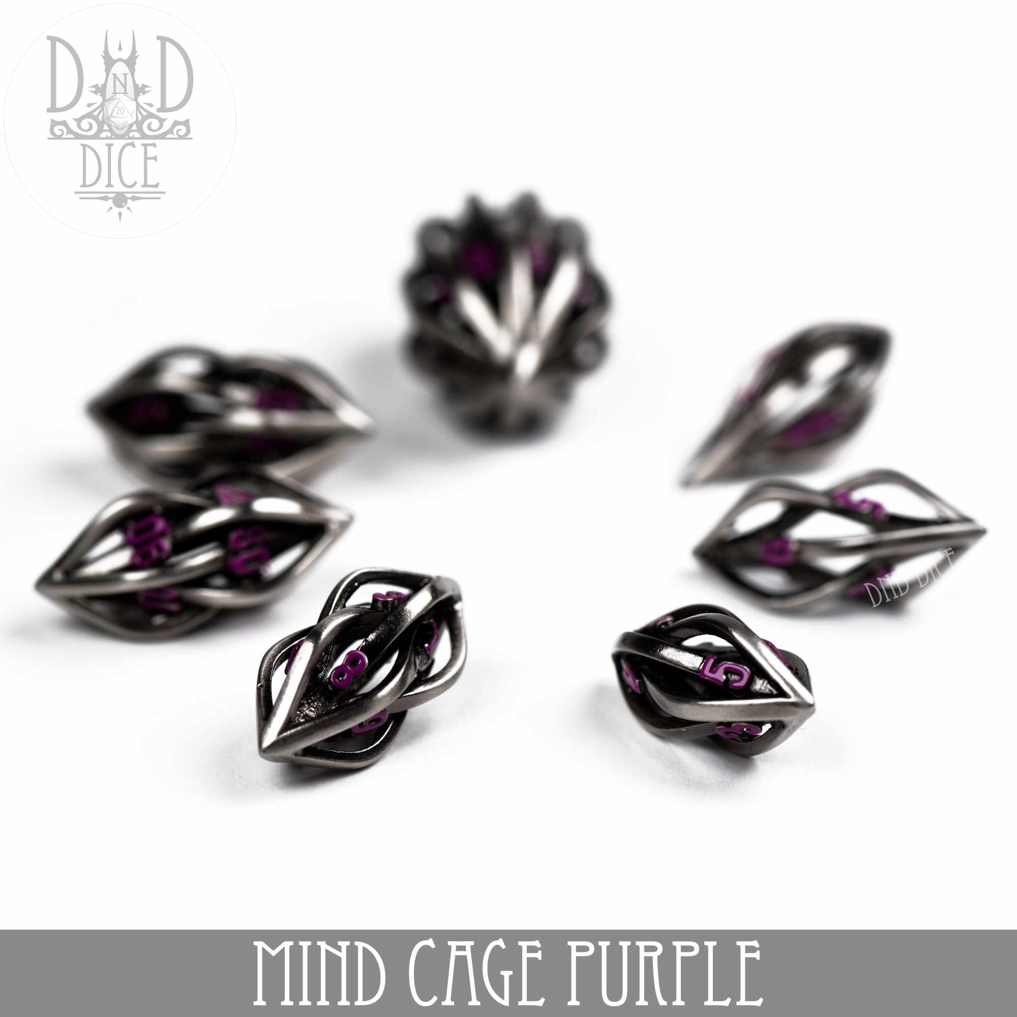 Mind Cage Purple - Metal Dice Set (Gift Box) - Bards & Cards