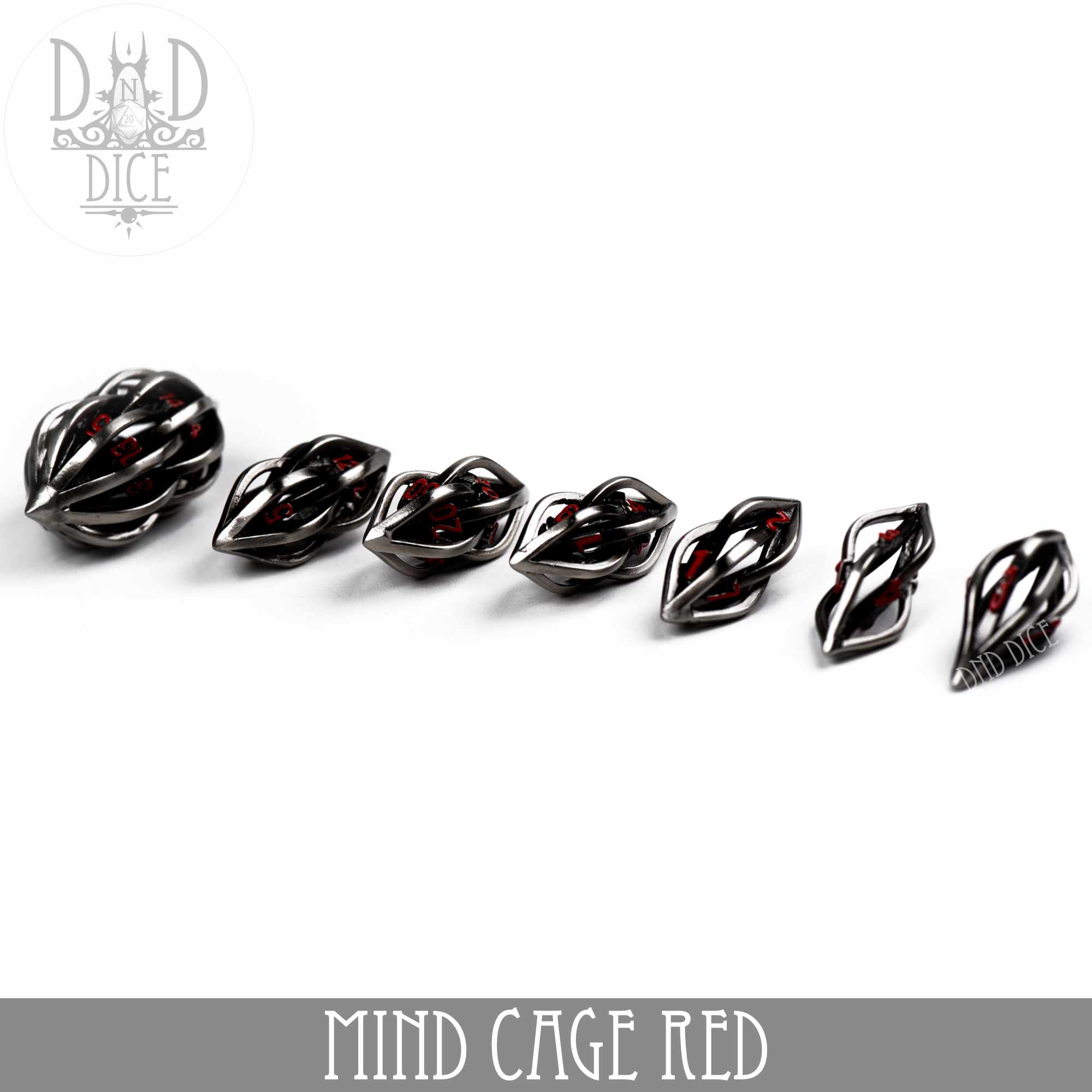 Mind Cage Red - Metal Dice Set (Gift Box) - Bards & Cards