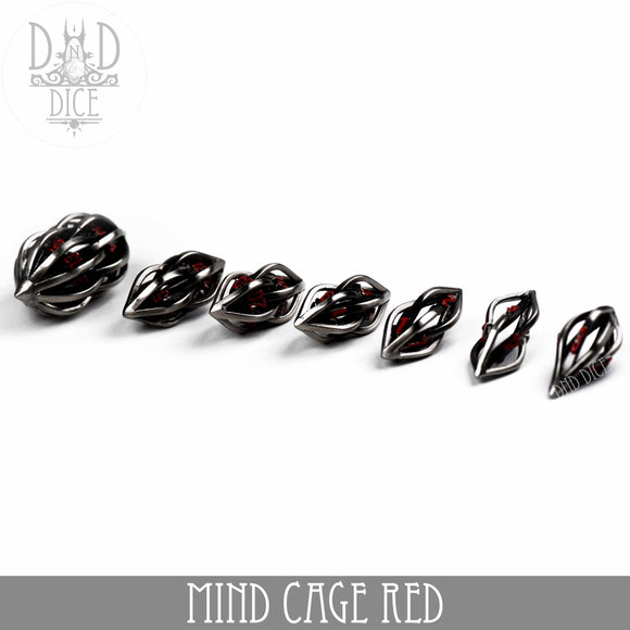 Mind Cage Red - Metal Dice Set (Gift Box) - Bards & Cards