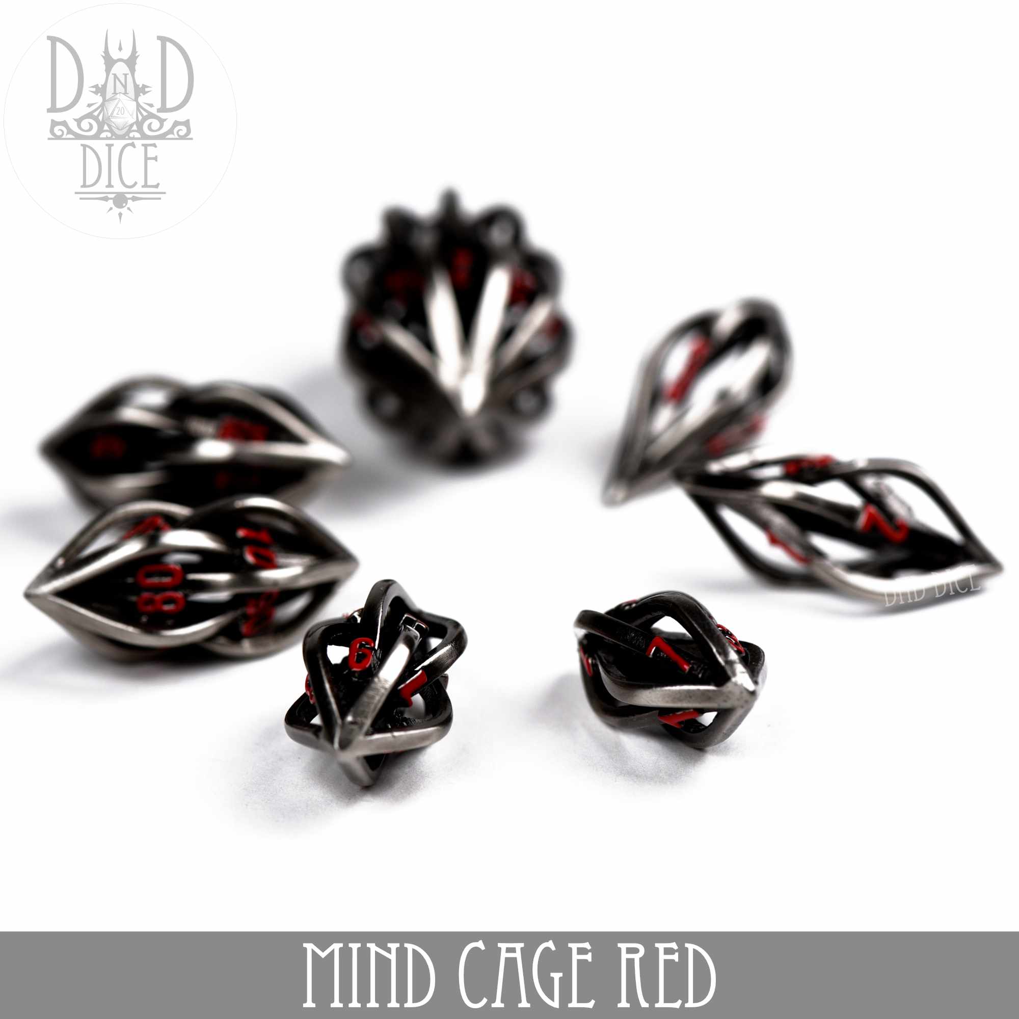 Mind Cage Red - Metal Dice Set (Gift Box) - Bards & Cards