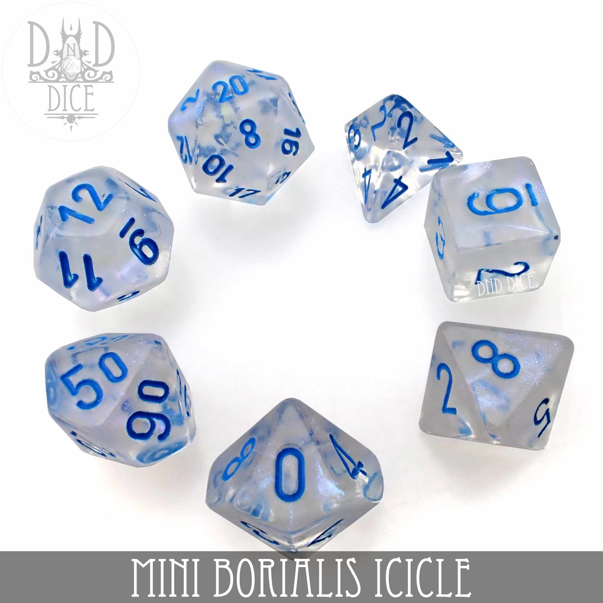 Mini Borialis Icicle Dice Set (10mm) - Bards & Cards