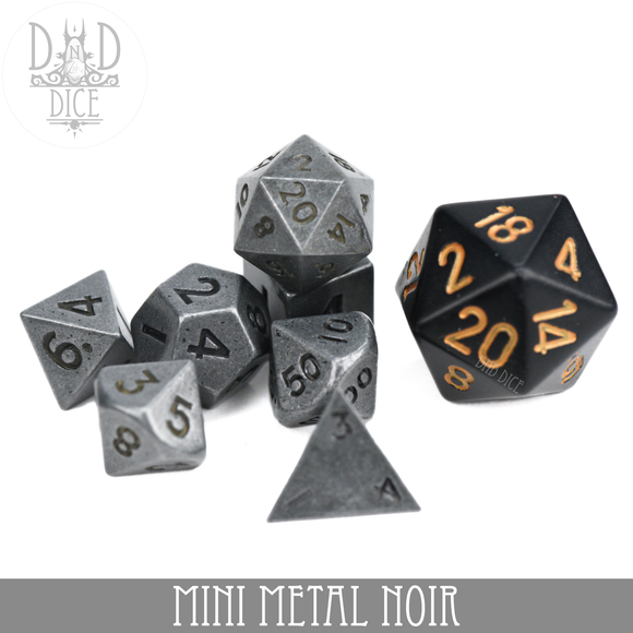 Mini Metal Noir Dice Set (10mm) - Bards & Cards