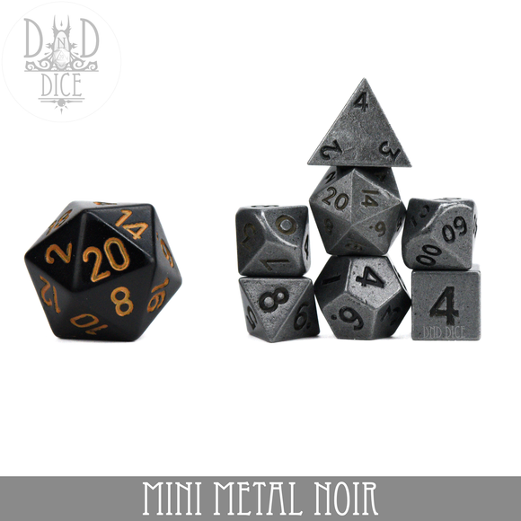 Mini Metal Noir Dice Set (10mm) - Bards & Cards