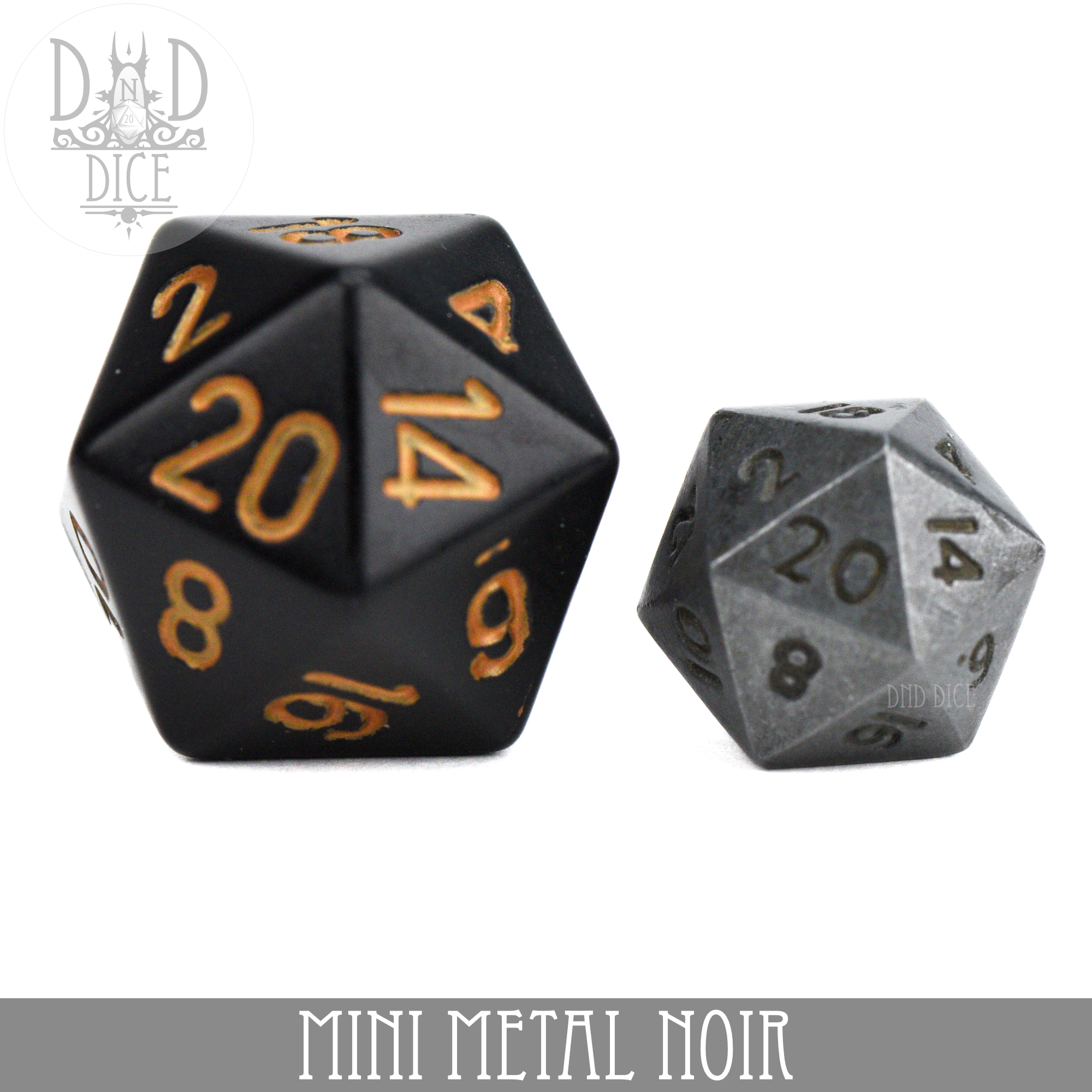 Mini Metal Noir Dice Set (10mm) - Bards & Cards