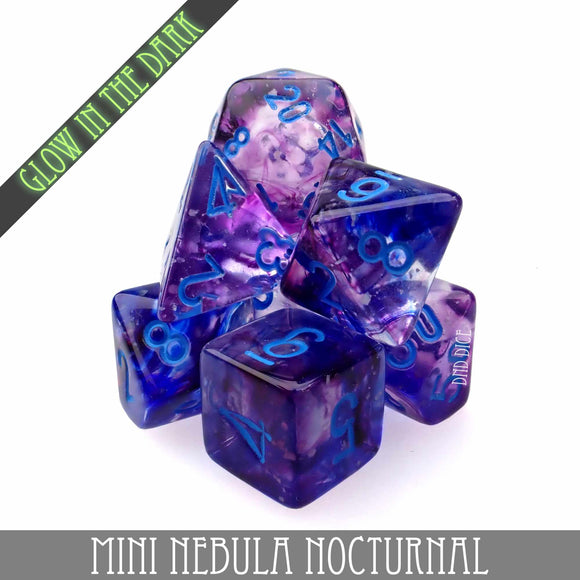 Mini Nebula Nocturnal Dice Set (10mm) - Bards & Cards