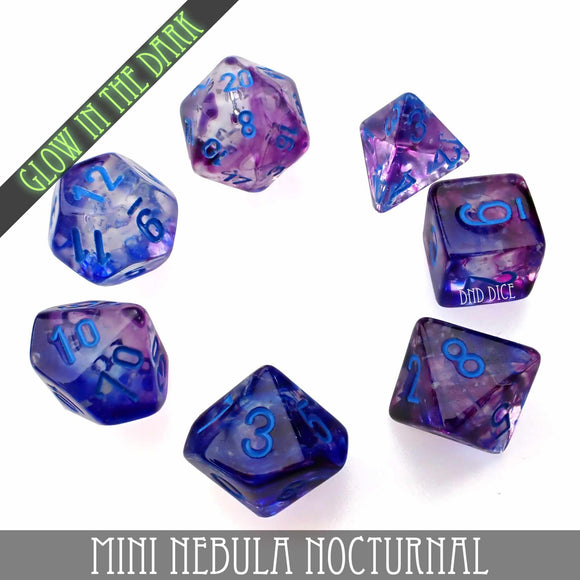 Mini Nebula Nocturnal Dice Set (10mm) - Bards & Cards