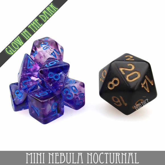 Mini Nebula Nocturnal Dice Set (10mm) - Bards & Cards