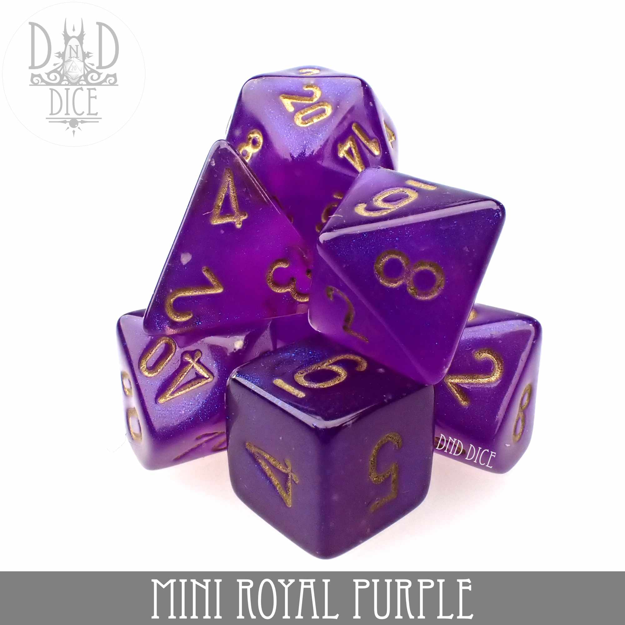 Mini Royal Purple Dice Set (10mm) - Bards & Cards