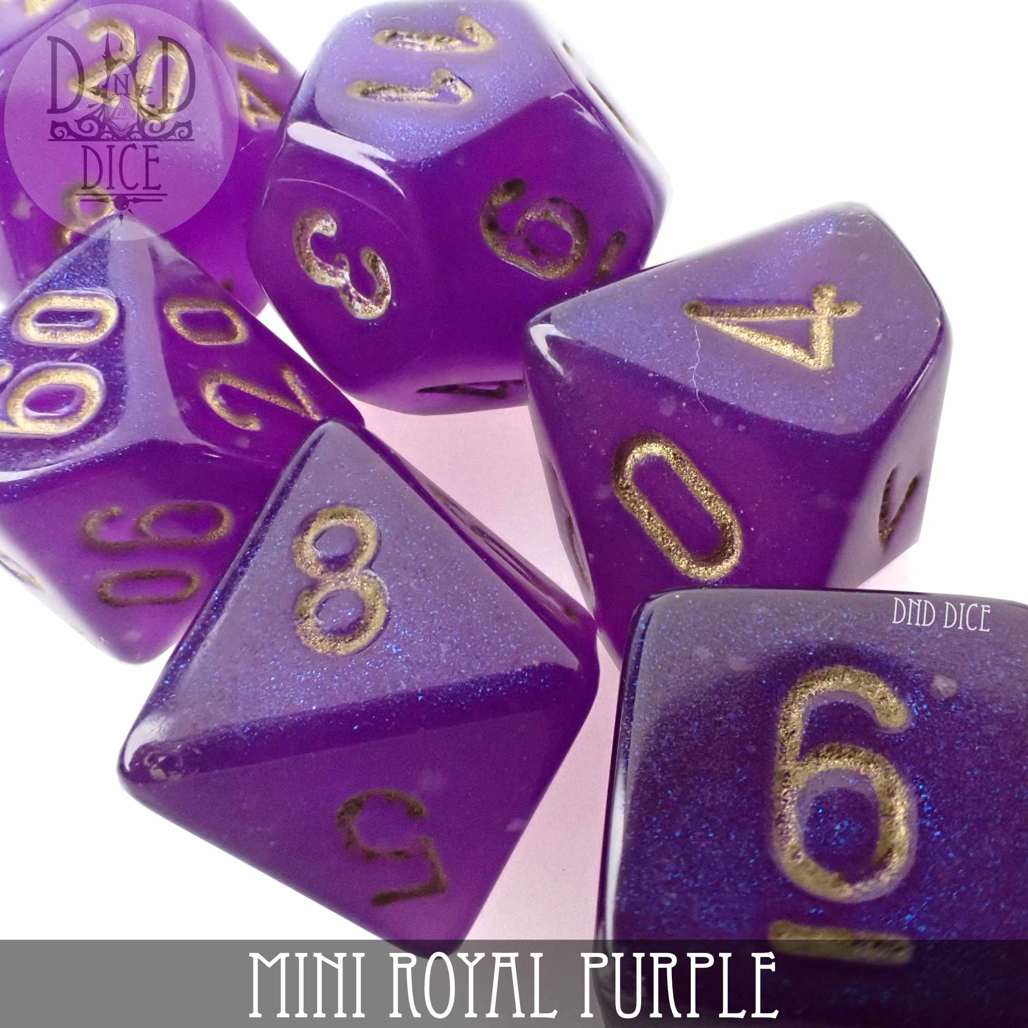 Mini Royal Purple Dice Set (10mm) - Bards & Cards