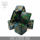 Mini Scarab Jade Dice Set (10mm) - Bards & Cards