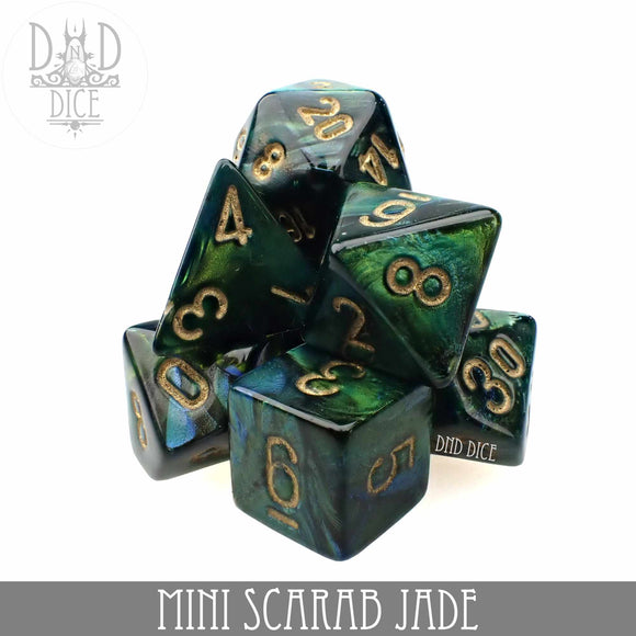 Mini Scarab Jade Dice Set (10mm) - Bards & Cards