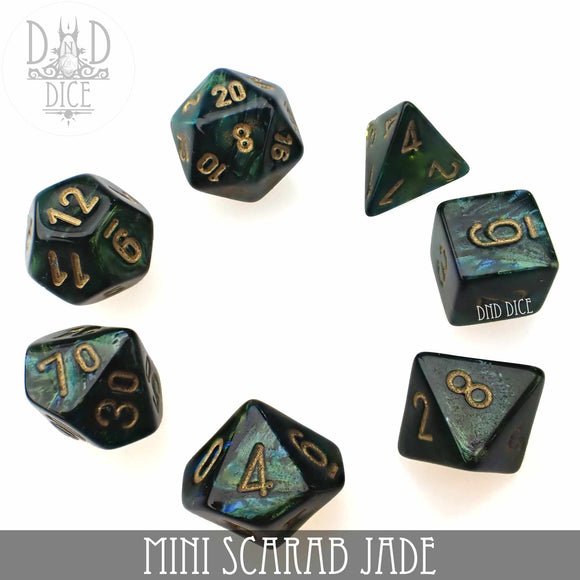 Mini Scarab Jade Dice Set (10mm) - Bards & Cards