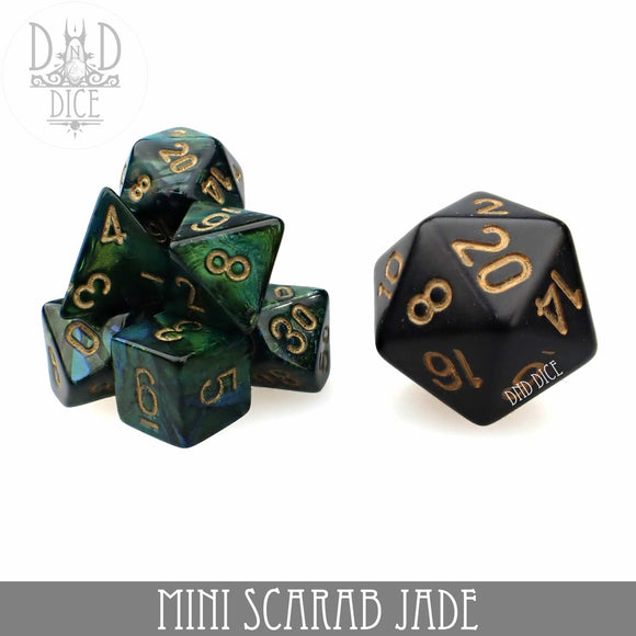 Mini Scarab Jade Dice Set (10mm) - Bards & Cards