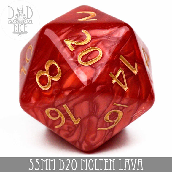 55mm D20 - Molten Lava - Bards & Cards
