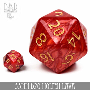 55mm D20 - Molten Lava - Bards & Cards