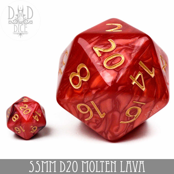 55mm D20 - Molten Lava - Bards & Cards