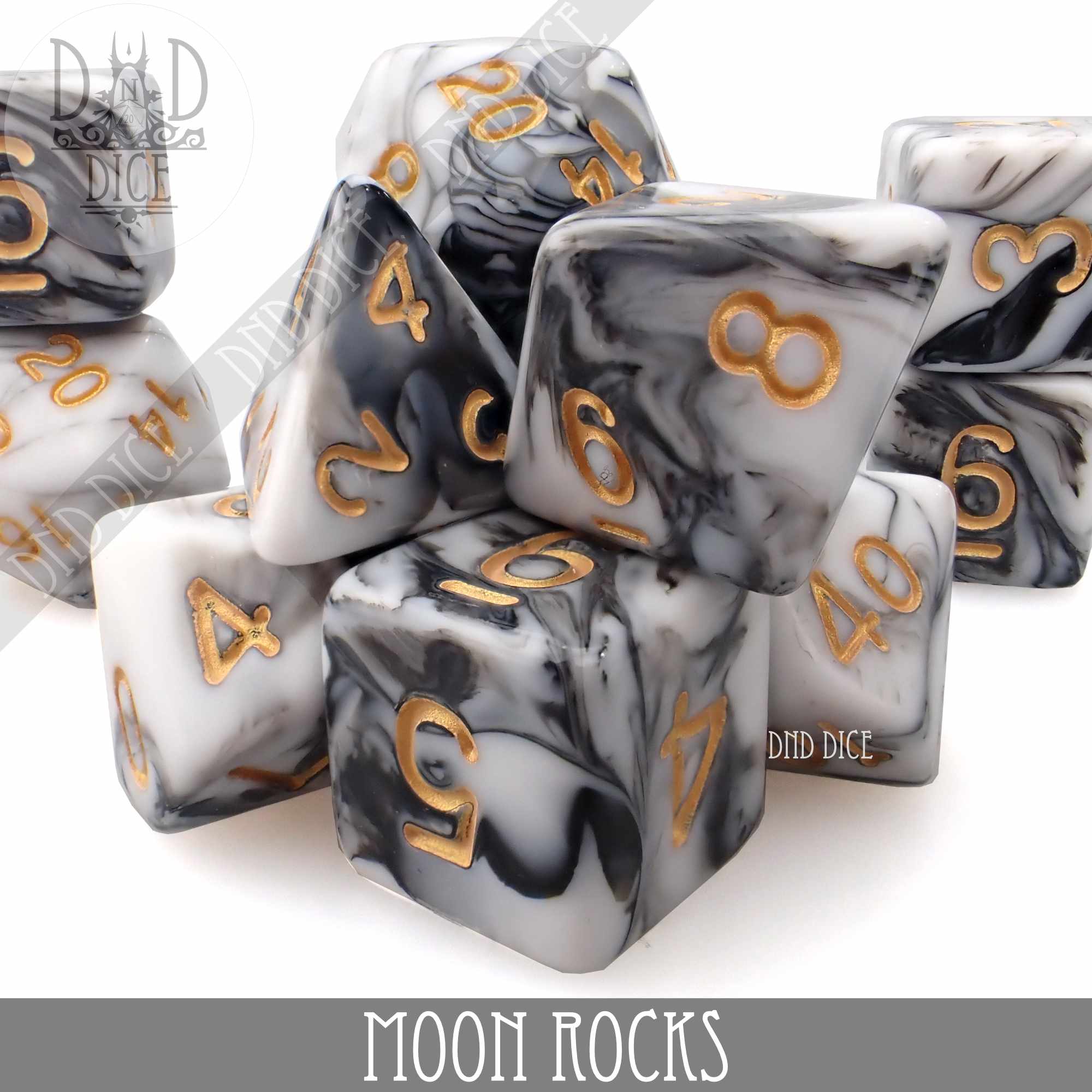 Moon Rocks 7 or 11 Dice Set - Bards & Cards